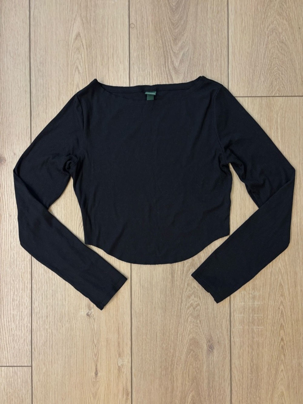 wild fable Black Long-Sleeve Crop Top